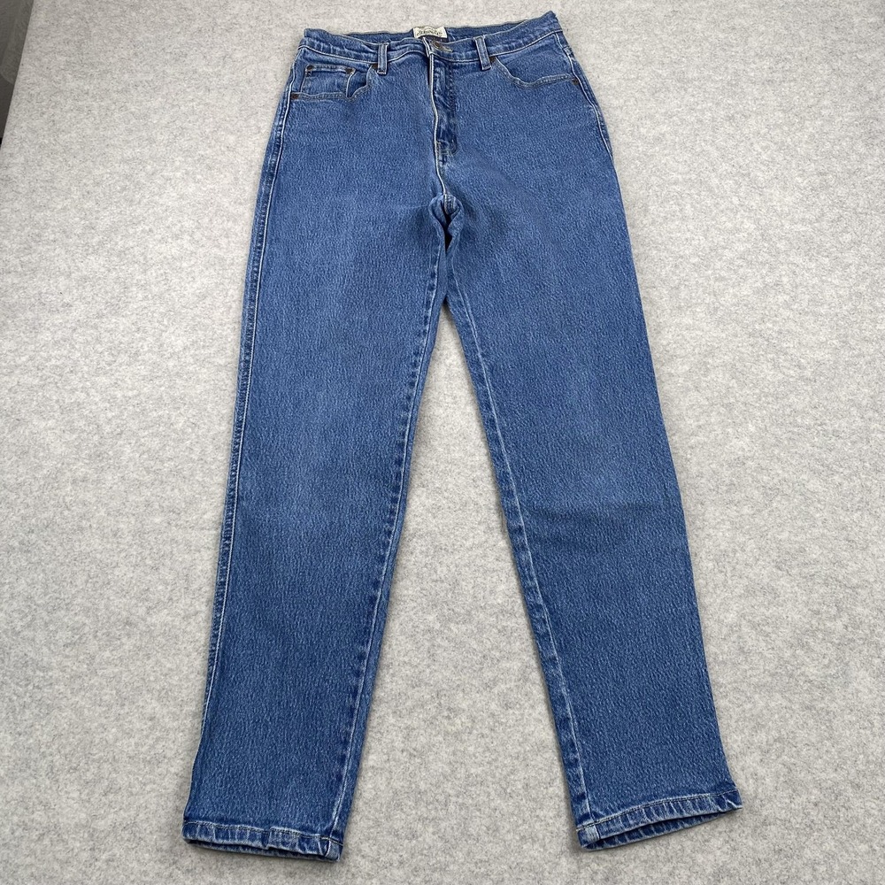 St. John's Bay Jeans Womens 8 (27x29) Blue High Rise Tapered Stretch Denim